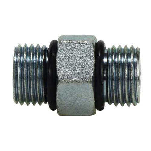 Union Hex Nipple, 1/4-in Male O-Ring Boss x 1/4-in Male O-Ring Boss, Steel