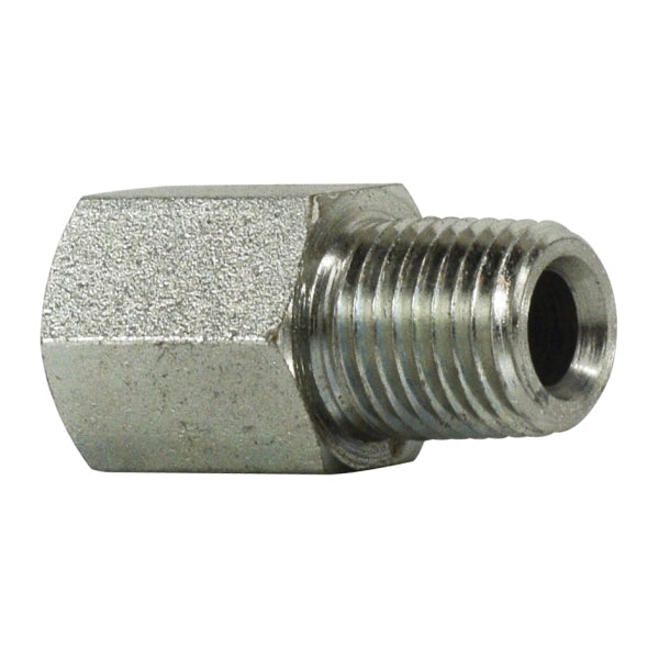 Straight Adapter, 1/4-in Female O-Ring Boss x 1/4-in Male NPTF, Steel