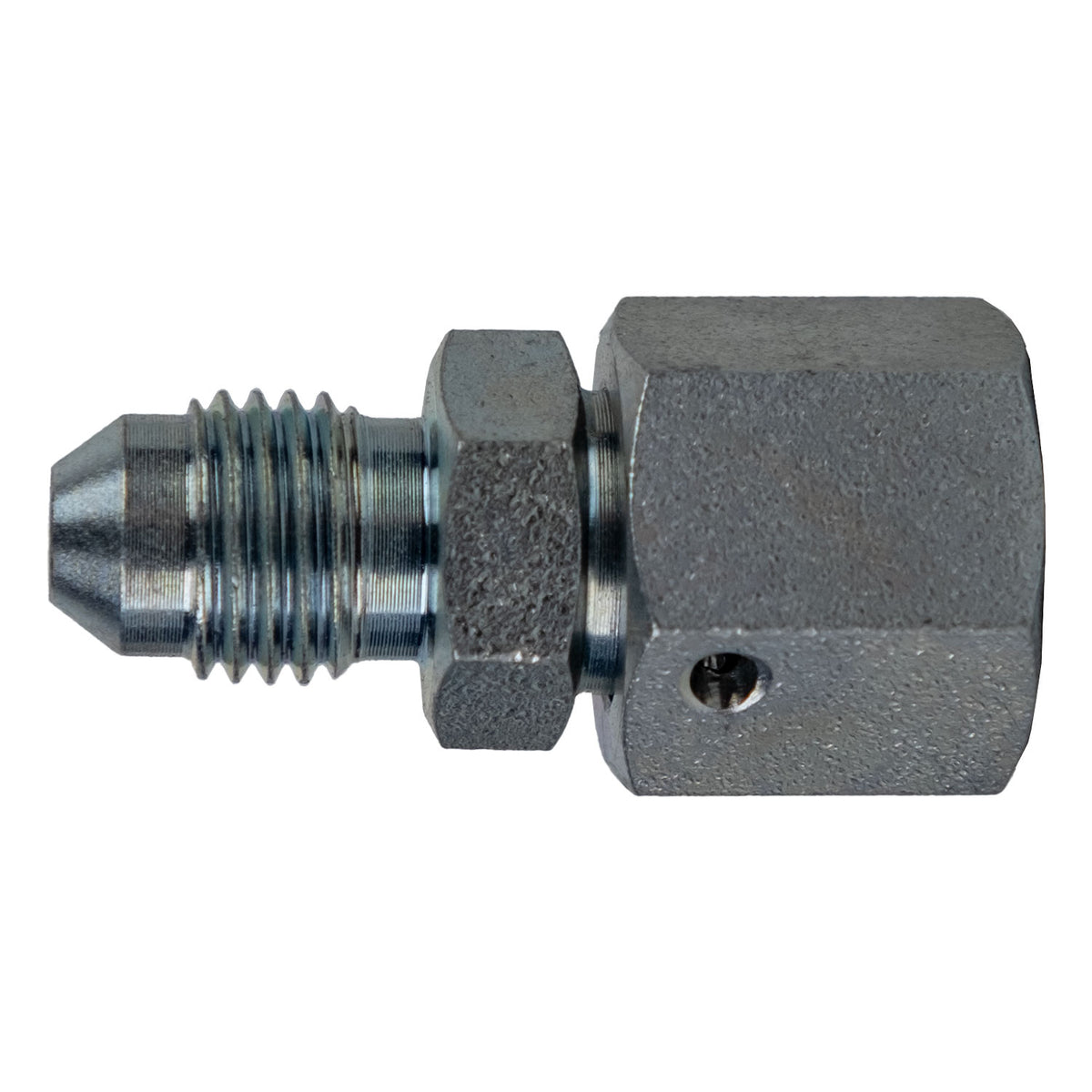 Swivel Adapter, 3/8-in Male JIC x L08 Female Metric Swivel, Steel