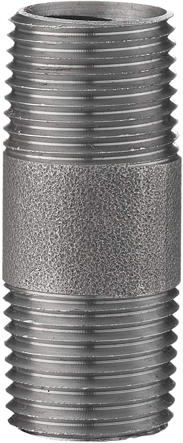 Ironwerks Designs 1/2" x 2" Industrial Décor Iron Pipe Fittings - Sandblast Finish, Threaded Pipe Nipple