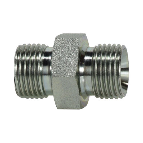 Hex Nipple, 1-in Male BSPP x 1-in Male BSPP, Steel