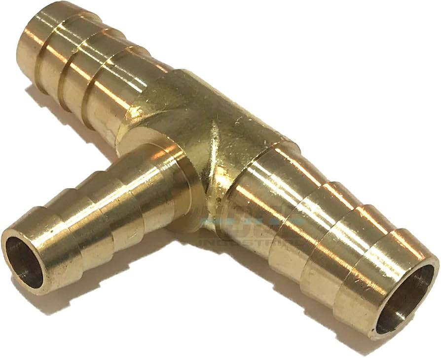3/8" Brass Hose Barb Tee - Fittings N' Valves