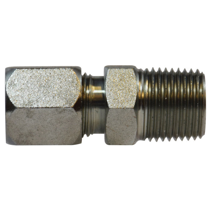 Adapter, 1/4 in Flareless Tube x 1/4 in MPT, Steel