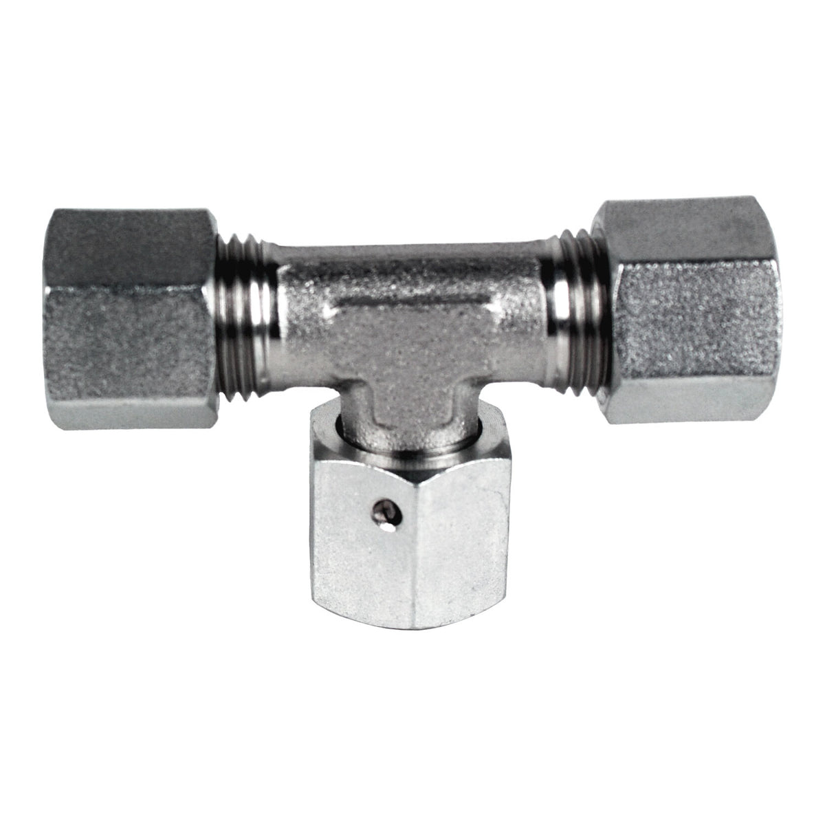 Swivel Branch Tee, S30 Metric Bite Type x S30 Metric Bite Type x S30 Female Metric Swivel, Steel