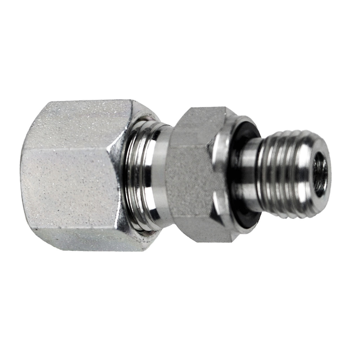 Male Metric DIN Adapter with ED Ring, S08 Metric Bite Type x M12 Male Metric, Steel