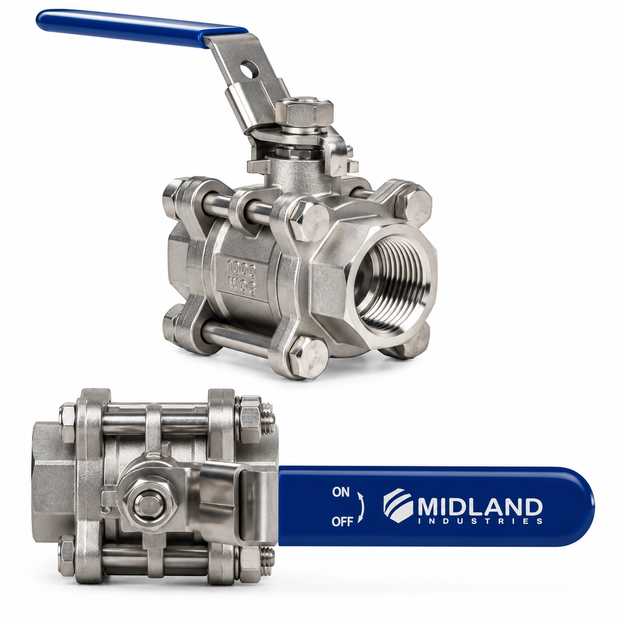 4 in. 316 Stainless Steel 3-Piece Ball Valve - Standard Port, 1000 PSI WOG, FPT x FPT