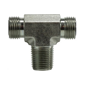 Branch Tee, 3/8-in Male O-Ring Face Seal x 3/8-in Male O-Ring Face Seal x 3/8-in, Steel