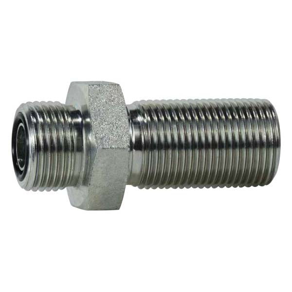Bulkhead Union Connector, 1-3/16 in Male ORFS x 1-3/16 in Male ORFS, Steel