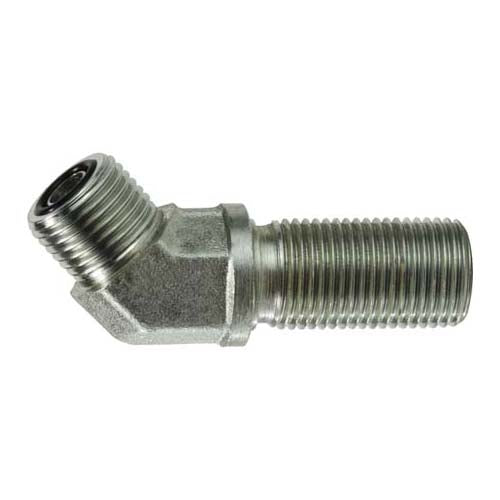 45 deg Bulkhead Union Elbow, 11/16 in Male ORFS x 11/16 in Male ORFS, Steel