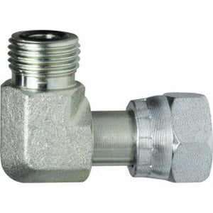 90 deg Swivel Nut Elbow, 9/16 in Male ORFS x 7/16 in ORFS, Steel