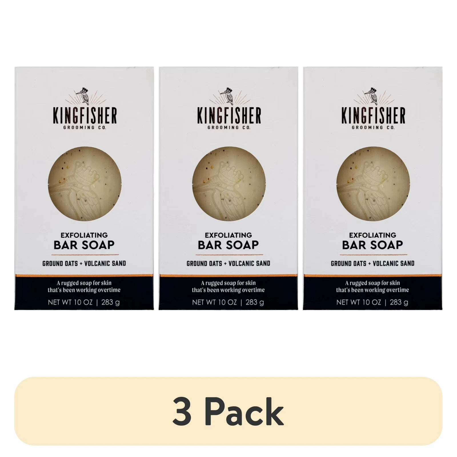 (3 pack) Kingfisher Co. Men's Exfoliating Bar Soap, Sandalwood & Black Pepper 10 oz. - Fittings N' Valves