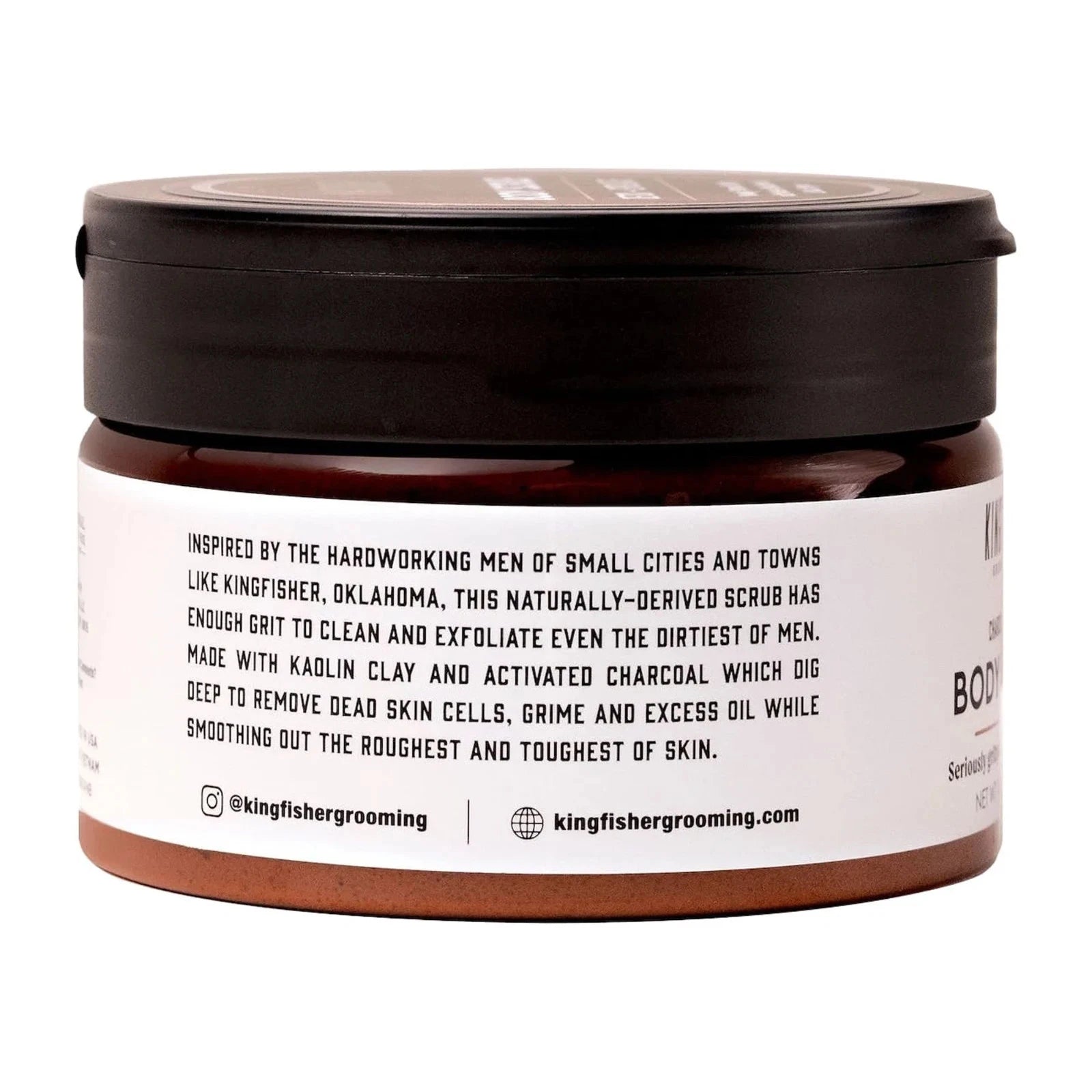 Kingfisher Co. Men's Body Scrub, Charcoal and Clay, 14 oz - Fittings N' Valves