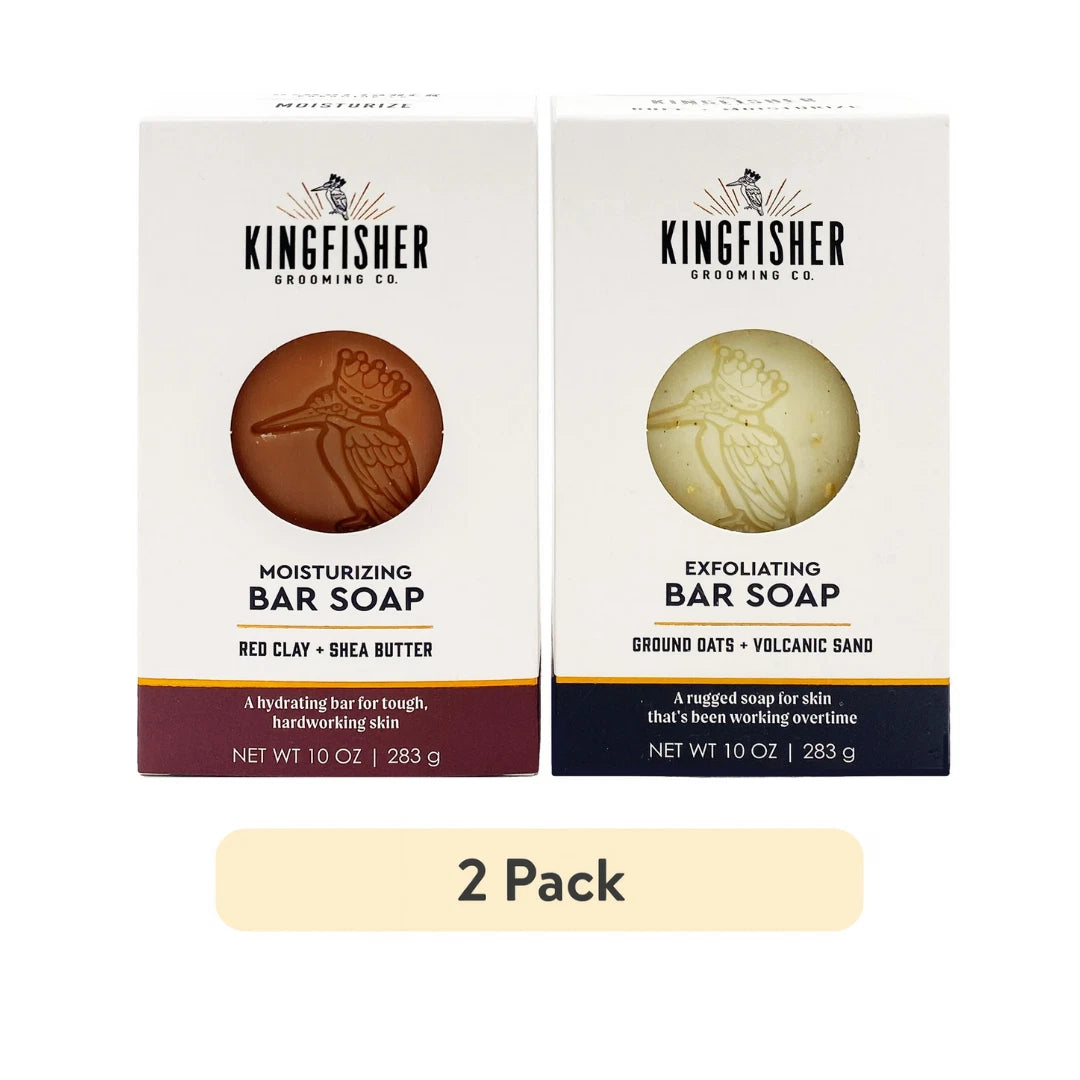 (2 pack) Kingfisher Co. Men's Exfoliating Bar Soap & Moisturiing Bar - 10 Oz Each - Fittings N' Valves