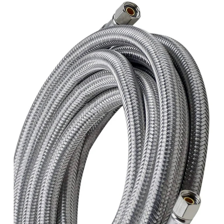 60" Ice Maker Braided Hose Connector (1/4" x 1/4" Compression) - Fittings N' Valves
