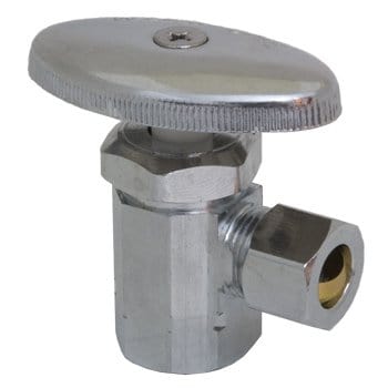 1/2" PEX x 3/8" OD Compression Chrome Plated Brass Supply Stop