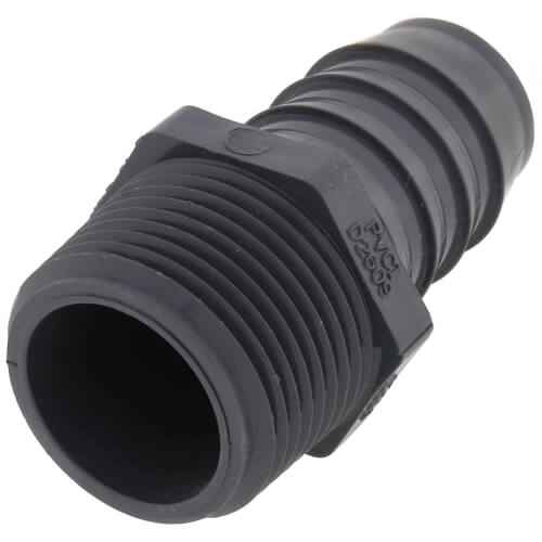 1" PVC Barbed Insert Male Adapter (MIPT x Insert) - Fittings N' Valves