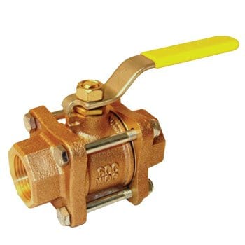 1/2" IPS Full Port B62 Bronze 3-Piece Ball Valve - Fittings N' Valves