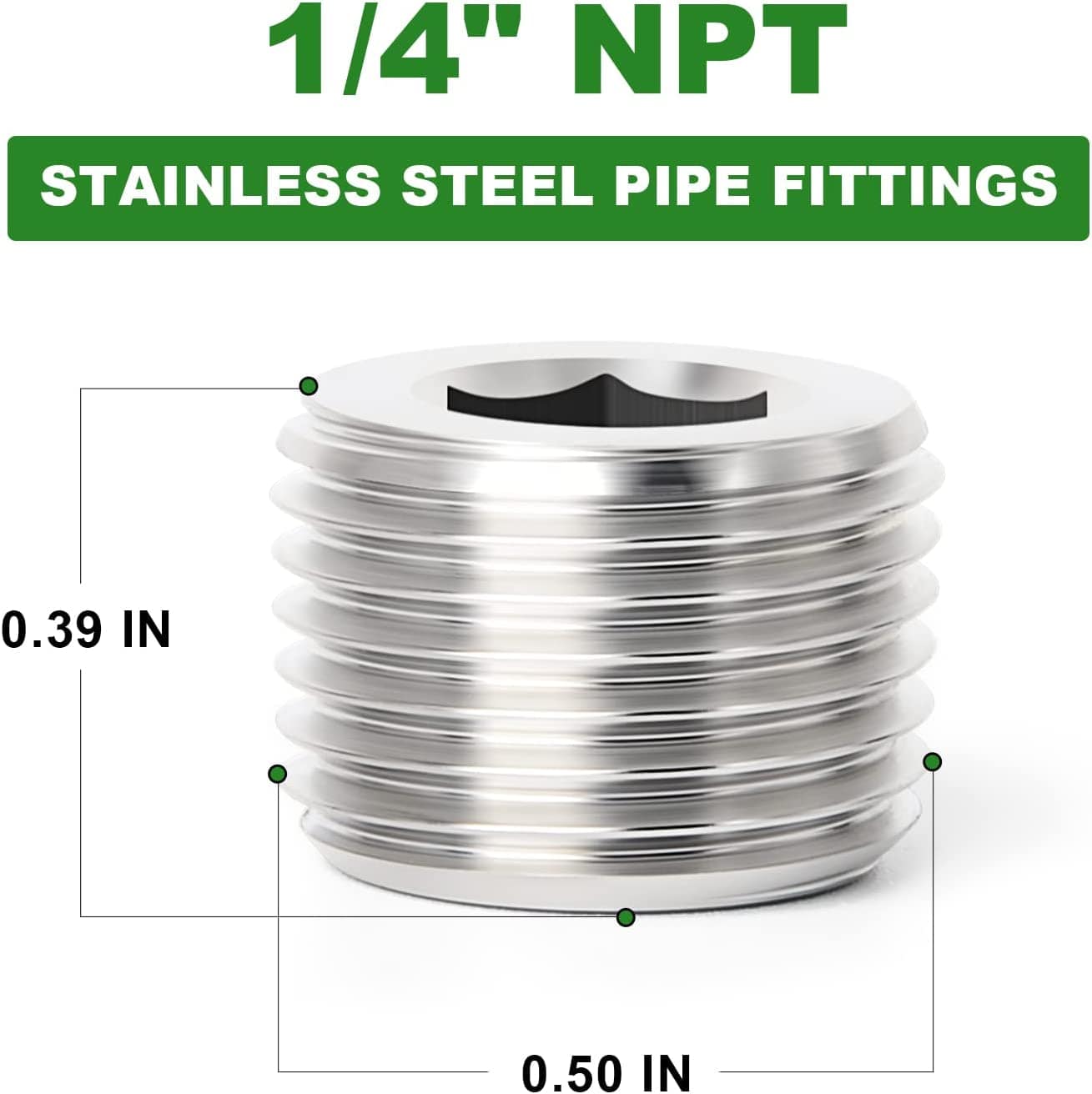 Steel Internal Square Thread Socket Pipe Plug Fitting (1/4" & 1/2" NPT Male Available)