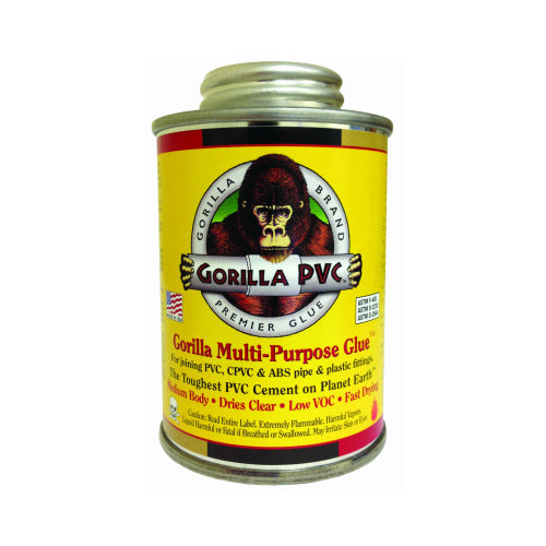 Gorilla PVC Multi-Purpose Solvent Cement Multi Clear For ABS/CPVC/PVC 4 oz Clear - Fittings N' Valves