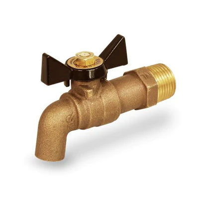 46124-NL | 1/2" MIP/SWT X 1/2" PLAIN END QUARTER TURN NO KINK HOSE BIB WITH BUTTERFLY HANDLE LEAD FREE | - Fittings N' Valves