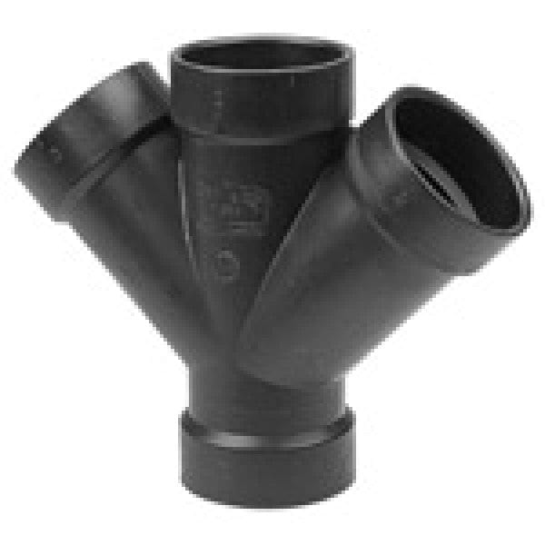 ABS 45-Degree Double Wye - Hub x Hub x Hub x Hub - 4" x 4" x 3" x 3" - Fittings N' Valves