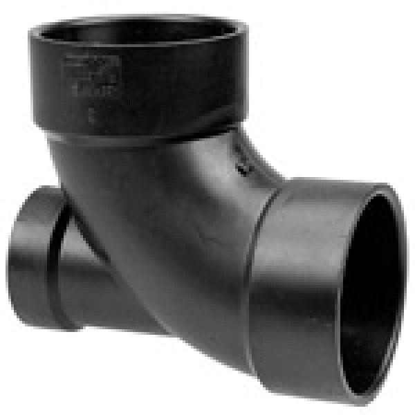 ABS 90-Degree Ell w/Low Heel Inlet - Hub x Hub x Hub - 3" x 3" x 2" - Fittings N' Valves