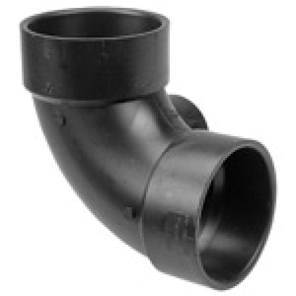 ABS 90-Degree Ell w/Side Inlet - Hub x Hub x Hub - 3" x 3" x 1-1/2" - Fittings N' Valves