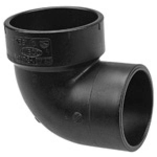 ABS 90-Degree Street Vent Ell - Spigot x Hub - 1-1/2" - Fittings N' Valves