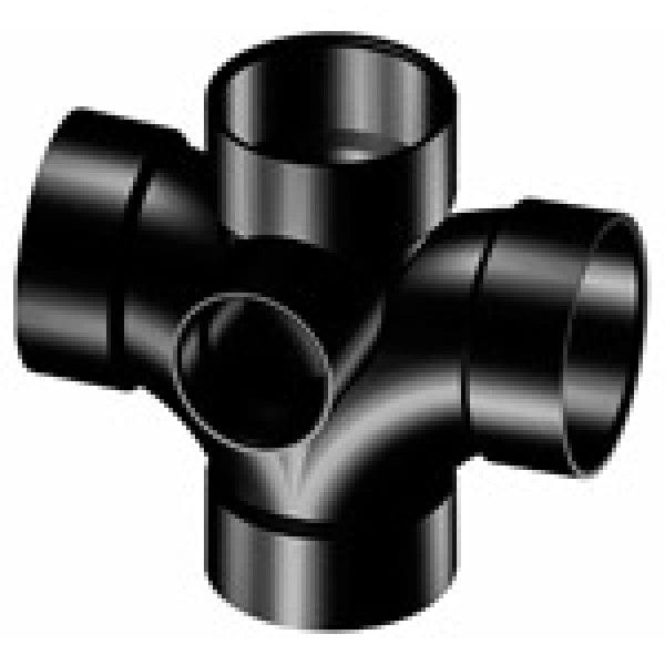 ABS Double Sanitary Tee w/One 90-Degree Side Inlet - Hub x Hub x Hub x Hub x Hub - 3" x 3" x 3" x 3" x 2" - Fittings N' Valves
