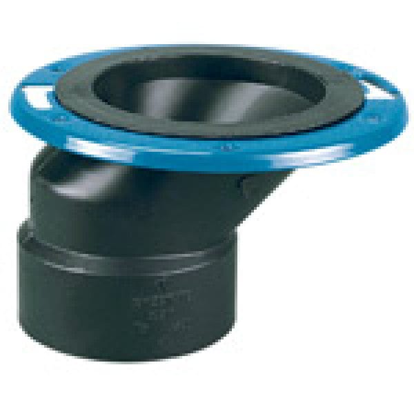 ABS Offset Adjustable Closet Flange Hub (Plastic Coated Steel Flange) - 4" x 3" - Fittings N' Valves