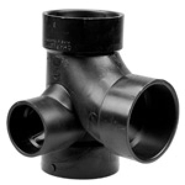 ABS Sanitary Tee w/90-Degree Right Inlet - Hub x Hub x Hub x Hub - 3" x 3" x 3" x 1-1/2" - Fittings N' Valves