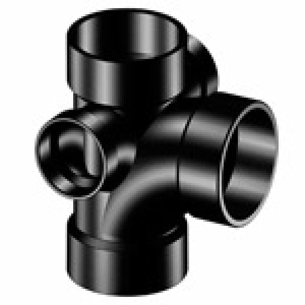 ABS Sanitary Tee w/90-Degree Right & Left Inlets - Hub x Hub x Hub x Hub x Hub - 3" x 3" x 3" x 2" x 2" - Fittings N' Valves