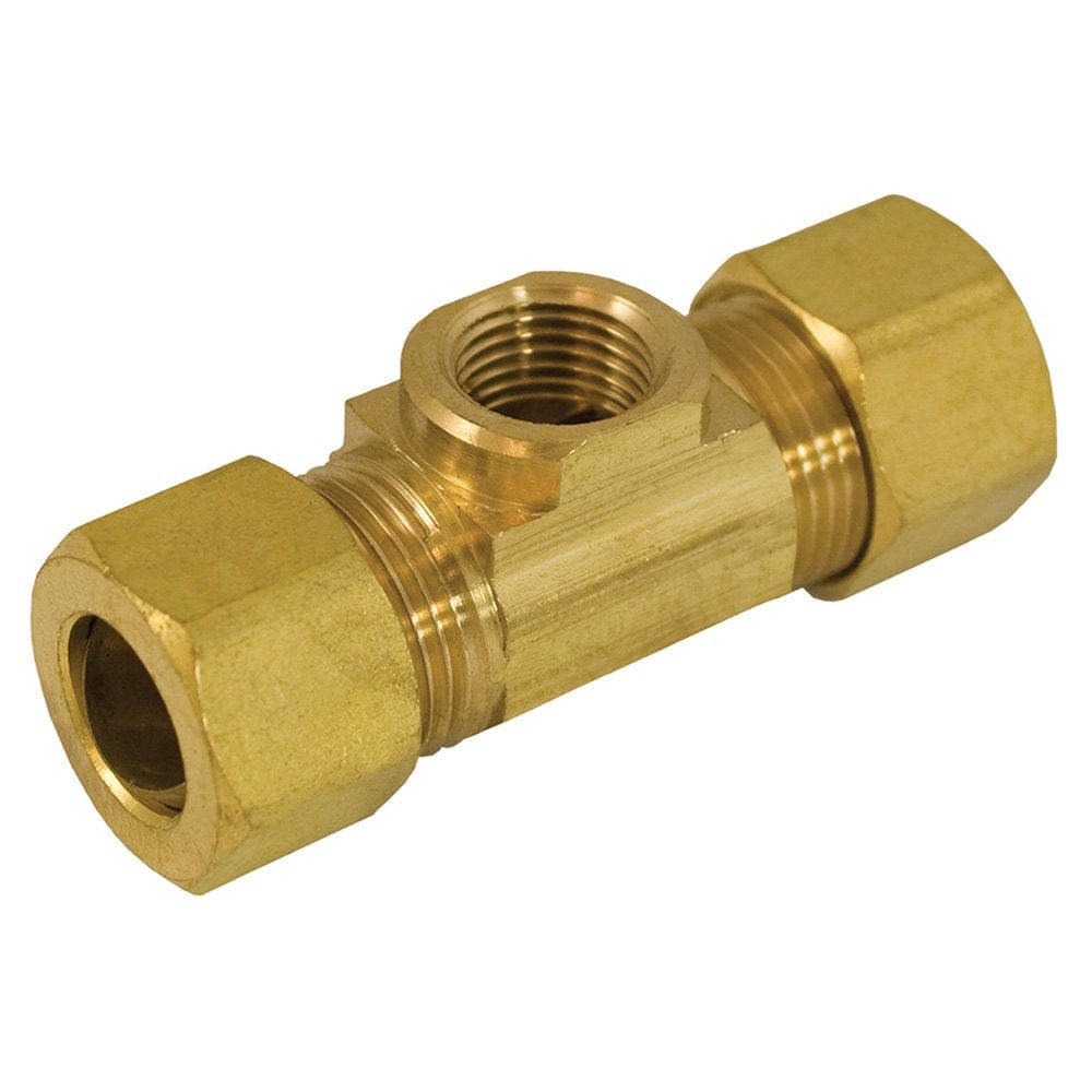 3/8-inch x 1/8-inch OD Brass Compression x Female Branch Tee, Lead Free