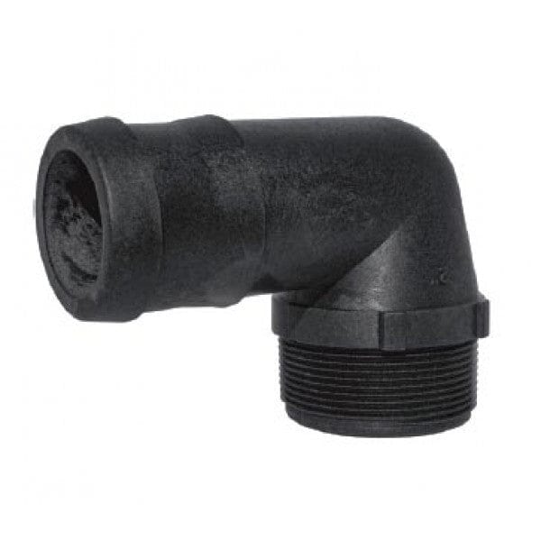 Heavy Duty Poly 90-Degree Insert Adapter - MPT x Barb - 1-1/2" (10/Cs) - Fittings N' Valves