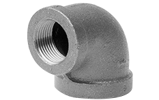 1-1/2" x 1" Black Malleable Iron 90° Elbow
