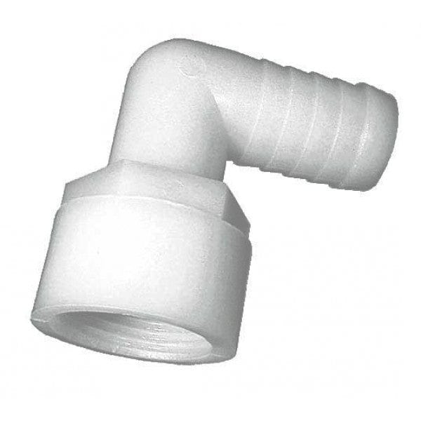 Nylon 90-Degree Insert Adapter - FPT x Barb - 1/2" x 1/2"