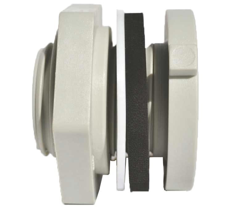 Nylon Bulkhead Fitting - EPDM O-Ring - FPT x FPT - 1/2" - Fittings N' Valves