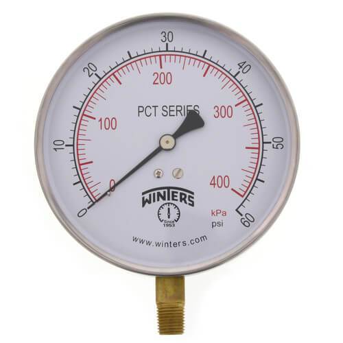 Winters PCT Series Contractor Gauge 0-60 psi/kPa