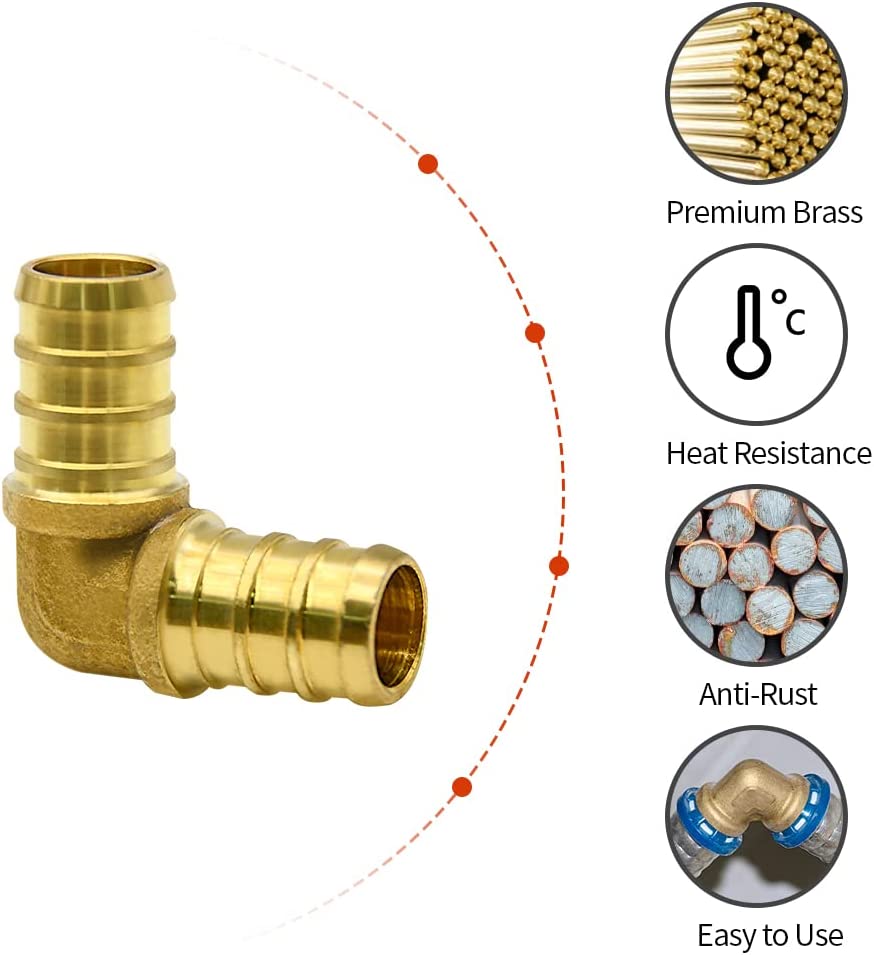 3/8" PEX x 3/8" PEX Brass Elbow (Lead Free)