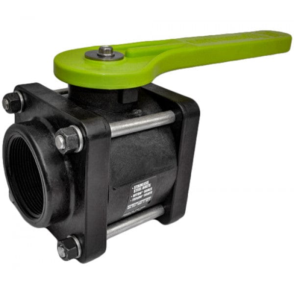 Poly 4-Bolt Ball Valve - Green Handle - FPT x FPT - 1/2" - Full Port (24/cs)