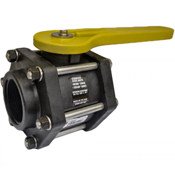 Poly 6-Bolt Ball Valve - Yellow Handle - FPT x FPT - 2" - Full Port (8/cs)