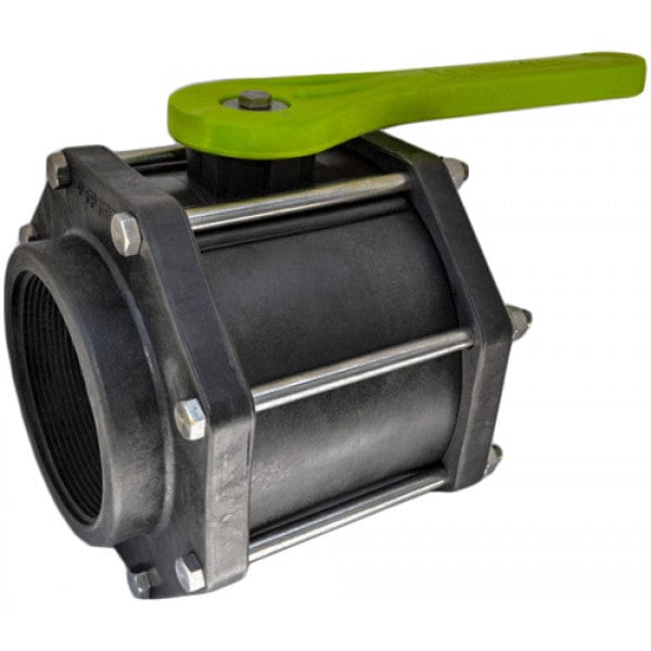 Poly 8-Bolt Ball Valve - Green Handle - FPT x FPT - 4" - Full Port (2/cs)