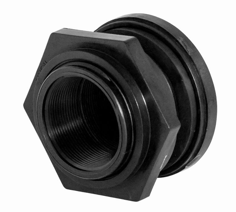 Poly Bulkhead Fitting - EPDM O-Ring - FPT x FPT - 2" - Fittings N' Valves