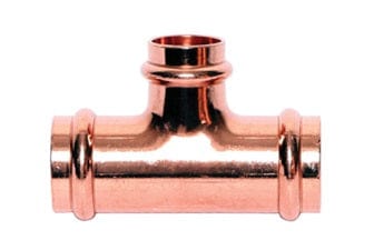 Press Copper Tee, 1'' x 3/4'' x 1/2''