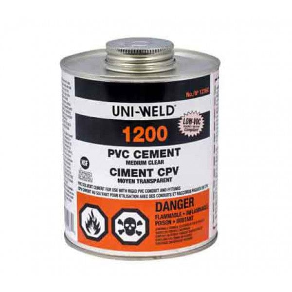 PVC Cement - Clear - Medium Body Glue - 1-Pint (24/Cs) - Fittings N' Valves