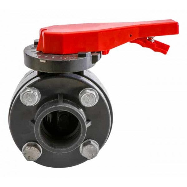 PVC Commercial Grade Butterfly Valve - Gray - Socket x Socket - 2-1/2" - Fittings N' Valves