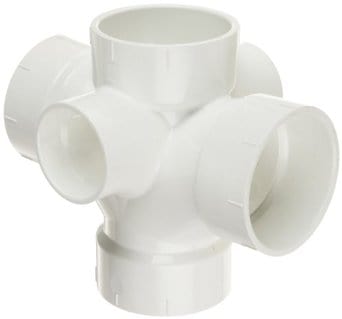 4" x 2 PVC DWV Double Sanitary Tee 2 Inlets - Fittings N' Valves