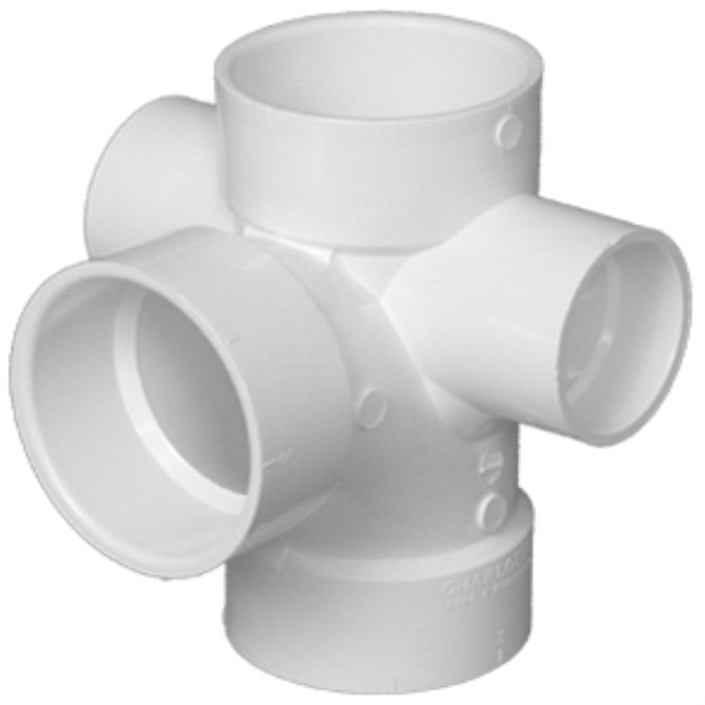 4" x 2" PVC DWV Sanitary Tee 2 Inlets - Fittings N' Valves
