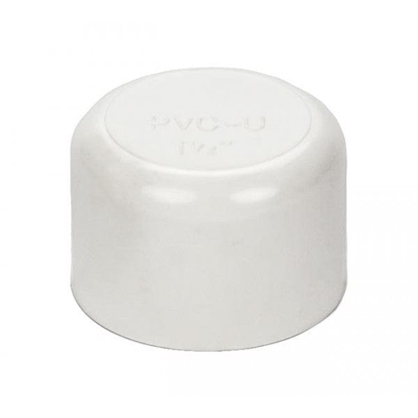 PVC End Cap - Schedule 40 - White - Socket - 1-1/2" (165/Cs) - Fittings N' Valves