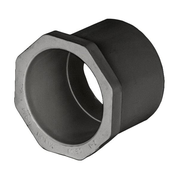 PVC Reducer Bushing - Schedule 80 - Gray - Spigot x Socket - 1-1/2" x 1-1/4" (136/Cs) - Fittings N' Valves